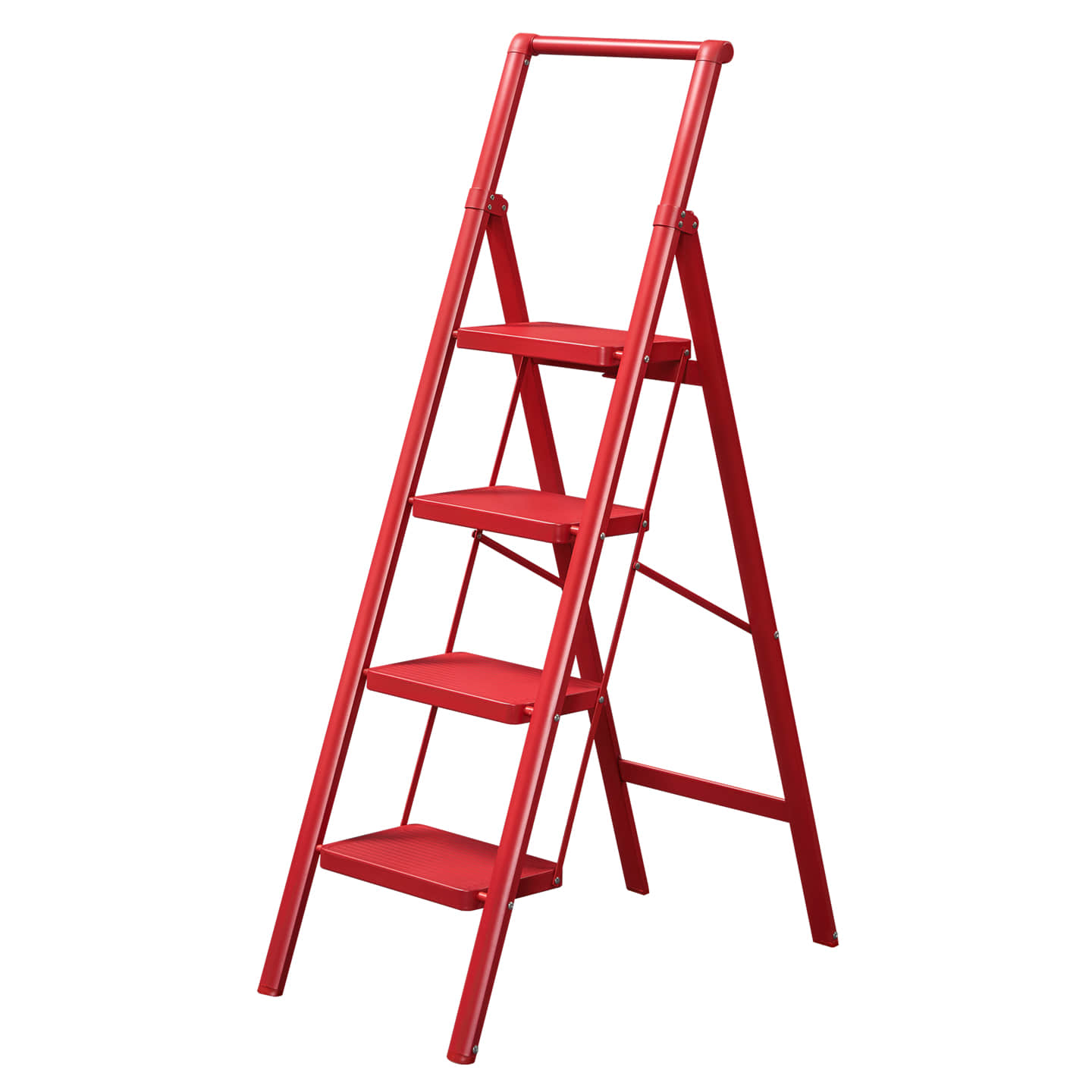 ARK11F Red 4-Step Folding Ladder with Handrail