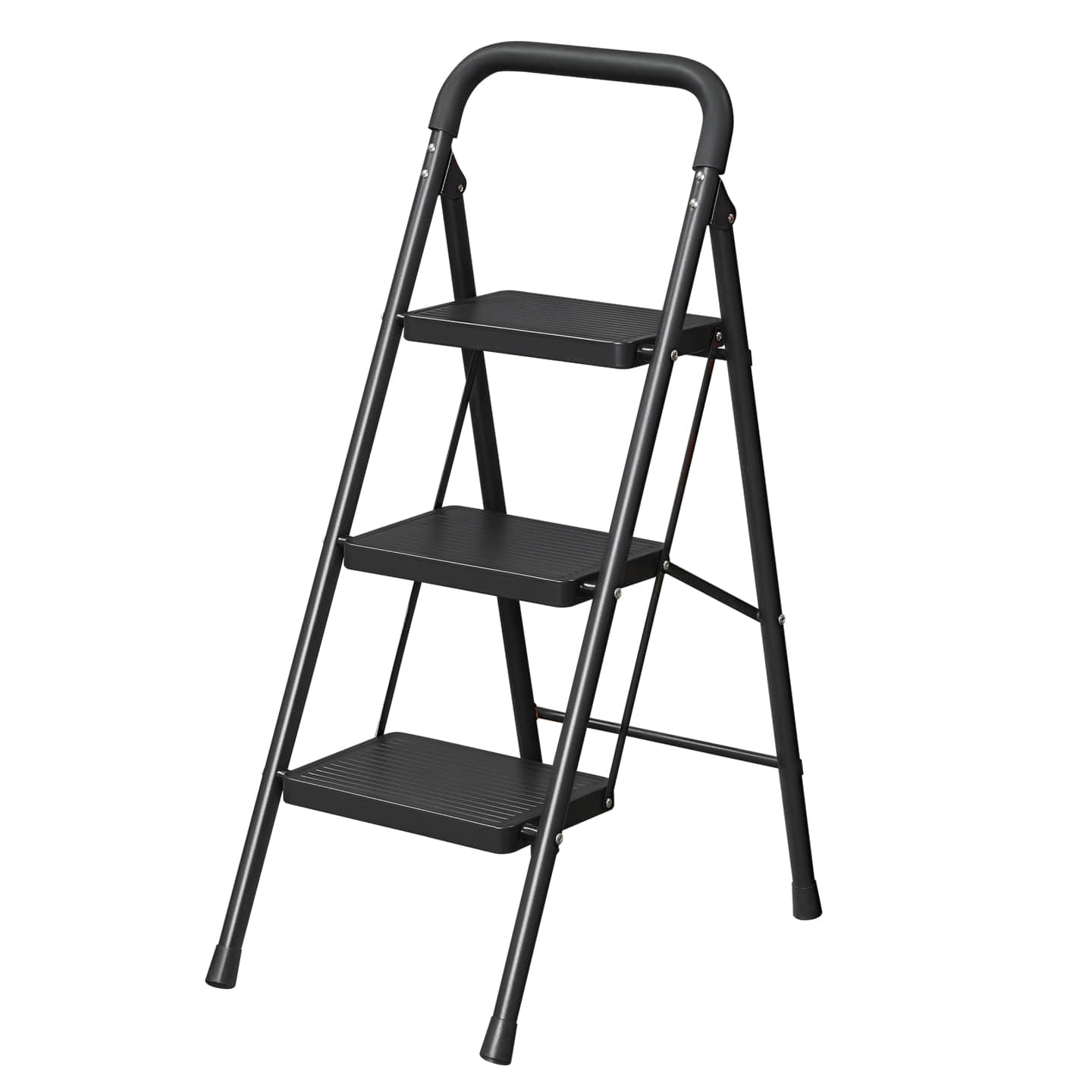 WF30H Black 3-Step Folding Ladder with Handrail