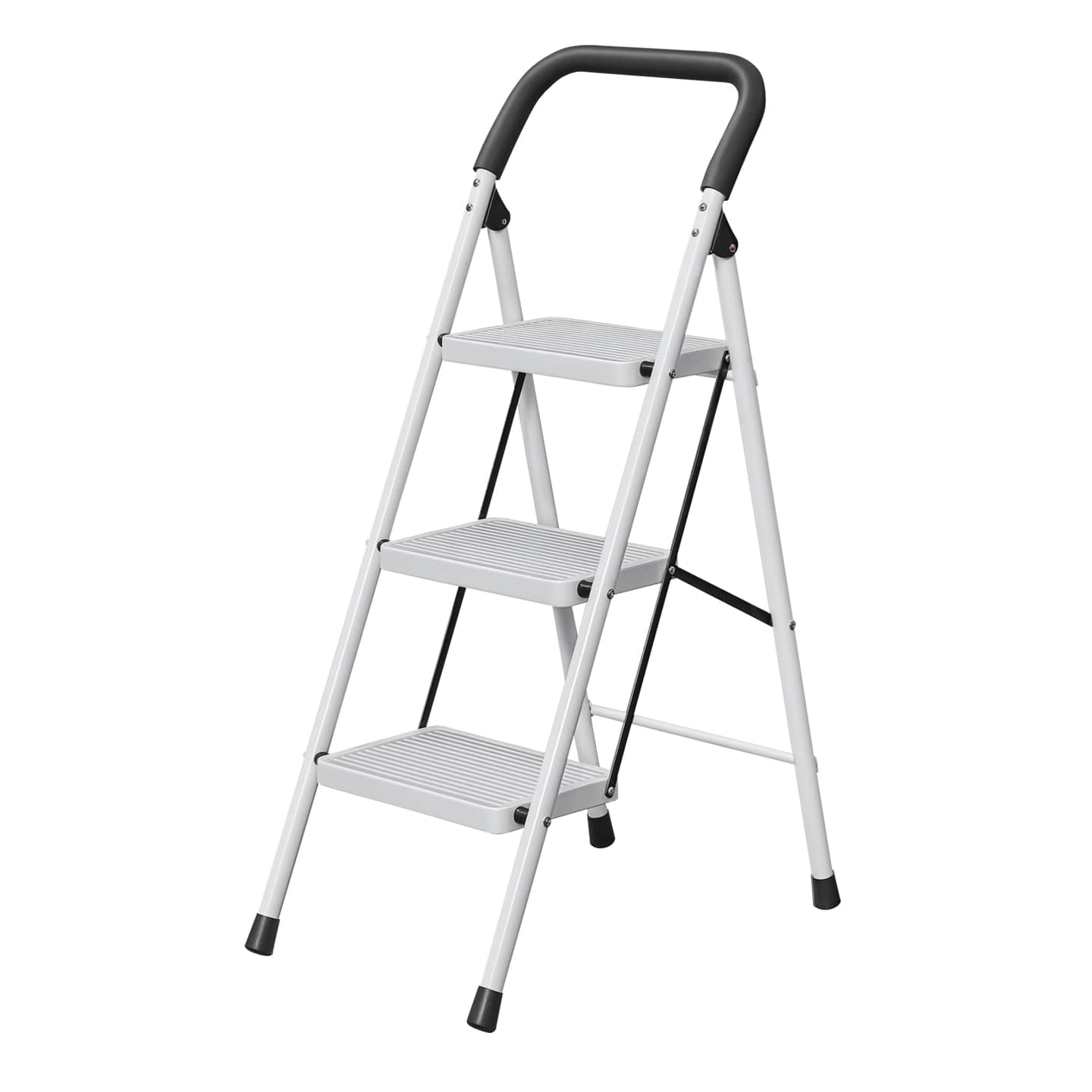 WF30HC White 3-Step Folding Ladder with Handrail