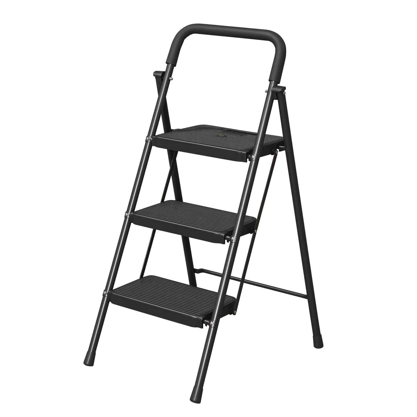 WF36H Black 3-Step Folding Ladder with Wide Steps