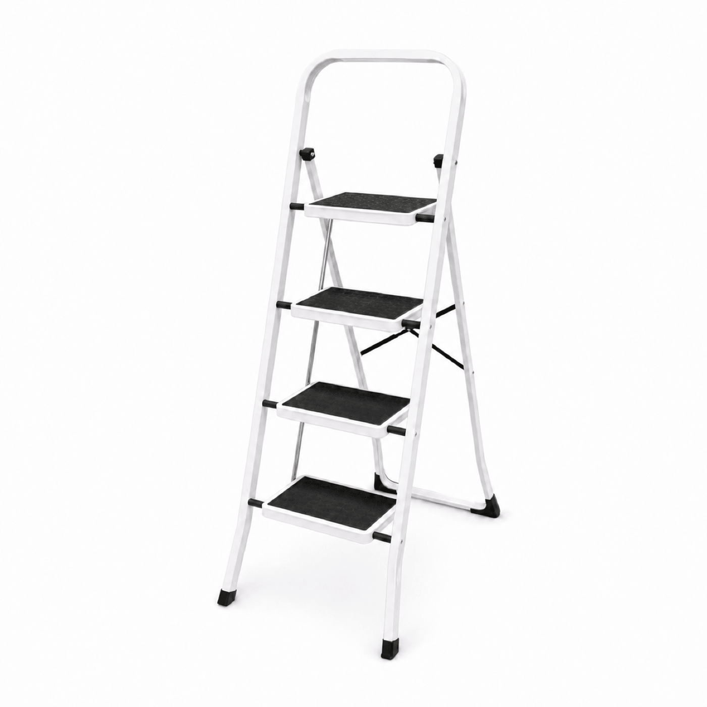WF30K White 4-Step Folding Ladder with Safety Rail