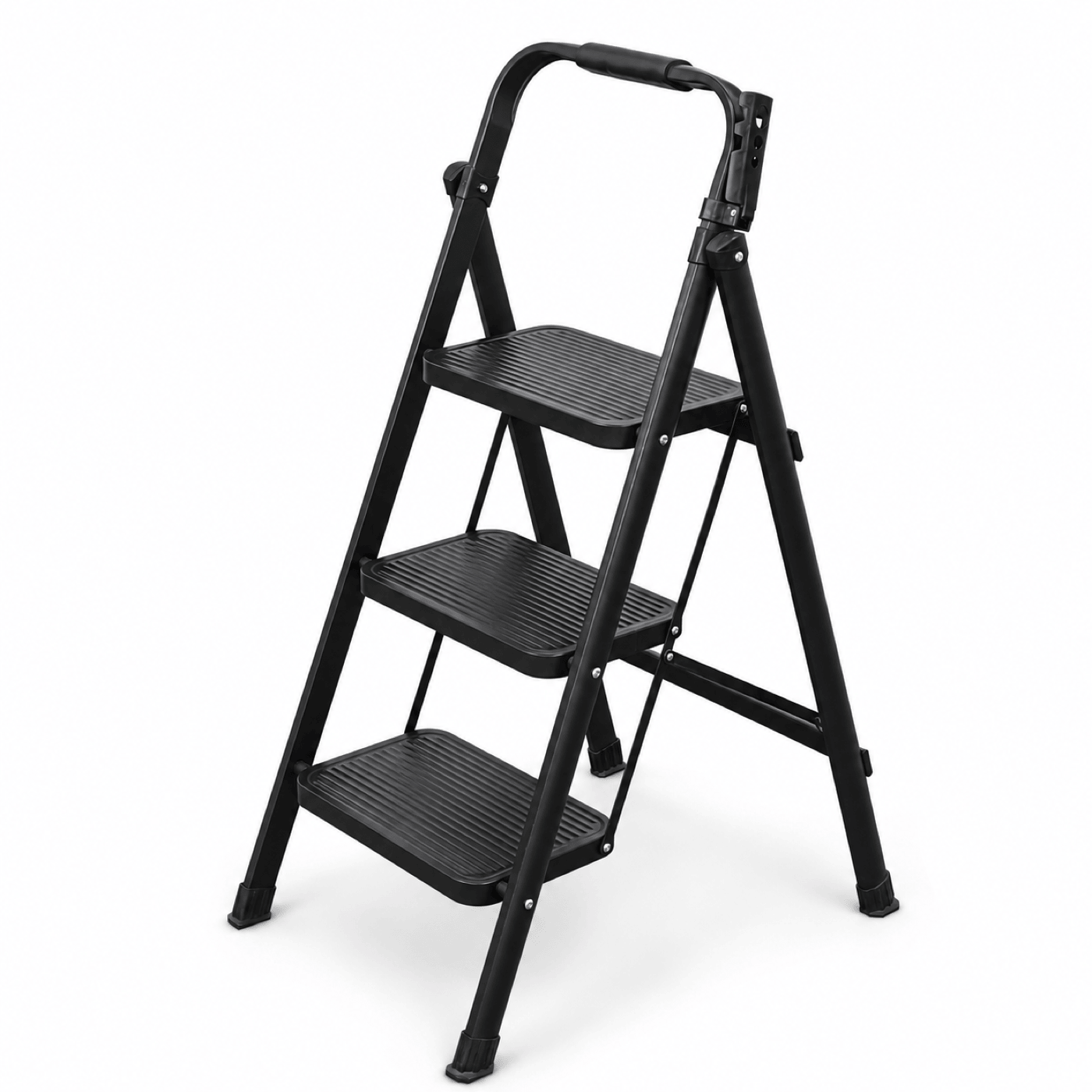 ARK09C 3-Step Folding Ladder with Wide Steps and Safety Handrail
